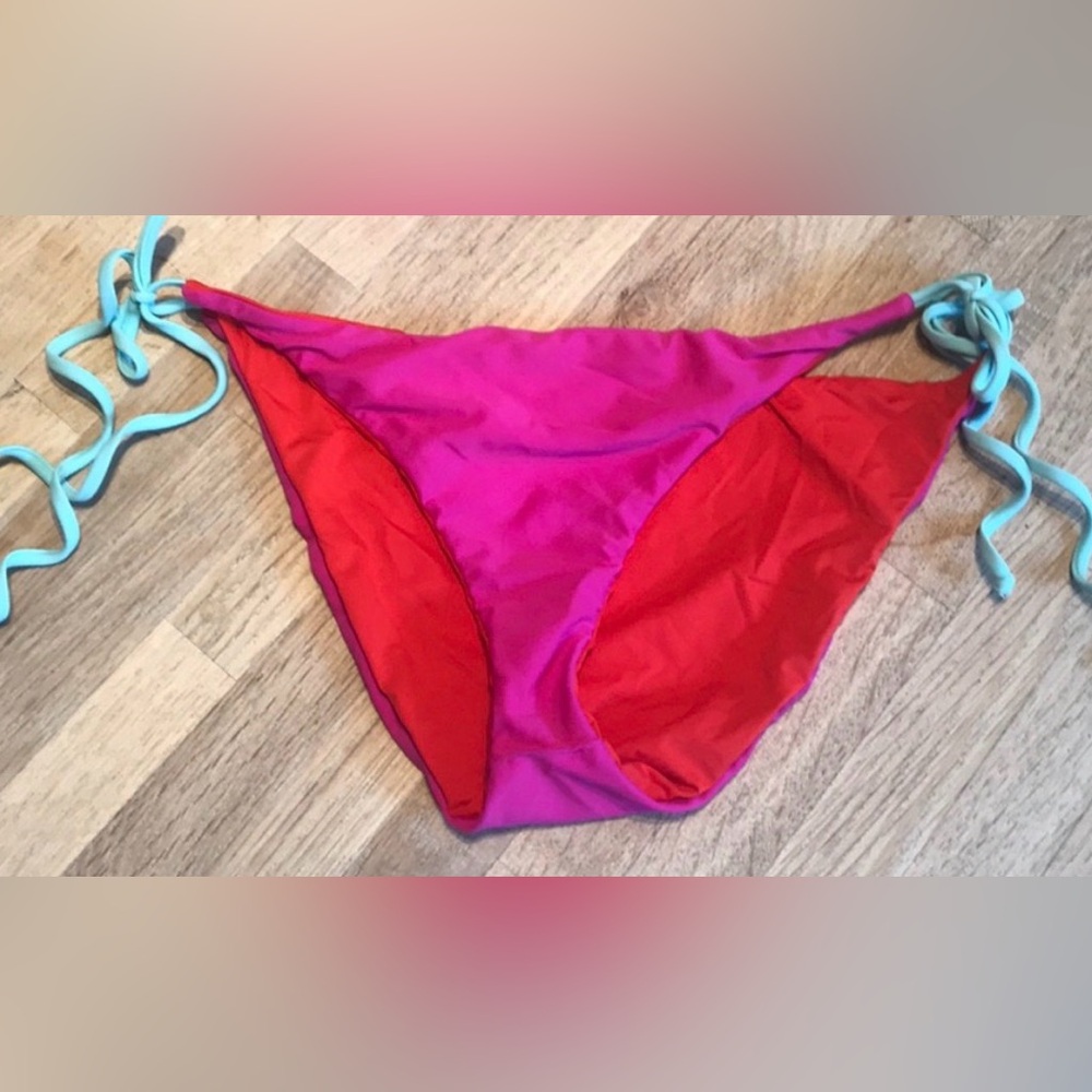 Reversible Vibrant Pink and Red Bikini Bottom Basta Surf